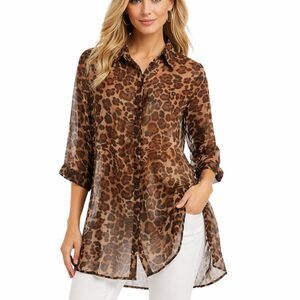 Charlie Paige Tunic Medium Leopard Print NWT *